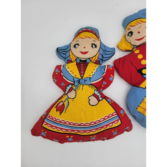 Vintage Pair Cloth Dolls VALTEX Hansel & Gretel Penn. Dutch Boy Girl Cut & Sew - Picture 7 of 13
